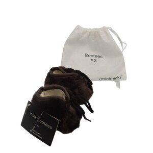 Minimink Faux Fur Baby Booties Chocolate Brown 3 months
